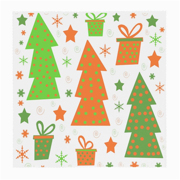 Christmas design - green and orange Medium Glasses Cloth