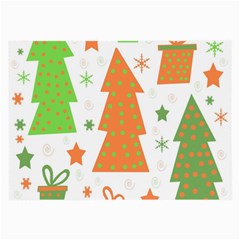 Christmas Design - Green And Orange Large Glasses Cloth (2-side) by Valentinaart