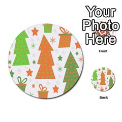 Christmas Design - Green And Orange Multi-purpose Cards (round)  by Valentinaart