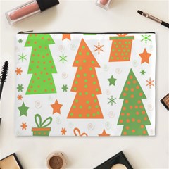 Christmas Design - Green And Orange Cosmetic Bag (xl) by Valentinaart