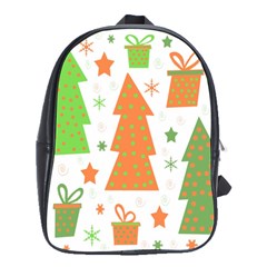 Christmas Design - Green And Orange School Bags(large)  by Valentinaart