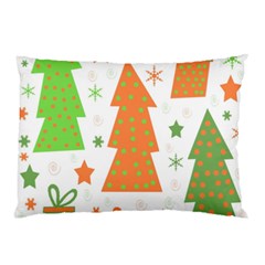 Christmas Design - Green And Orange Pillow Case (two Sides) by Valentinaart