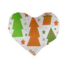 Christmas Design - Green And Orange Standard 16  Premium Heart Shape Cushions by Valentinaart