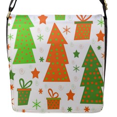 Christmas Design - Green And Orange Flap Messenger Bag (s) by Valentinaart