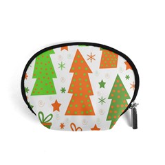 Christmas Design - Green And Orange Accessory Pouches (small)  by Valentinaart