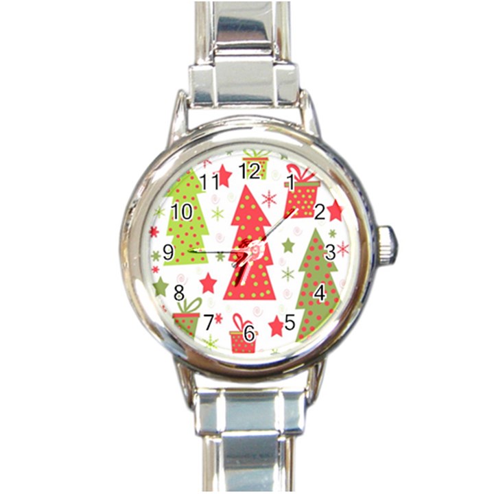 Christmas design - green and red Round Italian Charm Watch