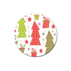 Christmas Design - Green And Red Magnet 3  (round) by Valentinaart