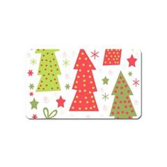 Christmas Design - Green And Red Magnet (name Card) by Valentinaart