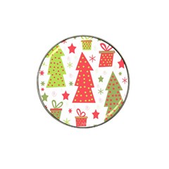 Christmas Design - Green And Red Hat Clip Ball Marker by Valentinaart