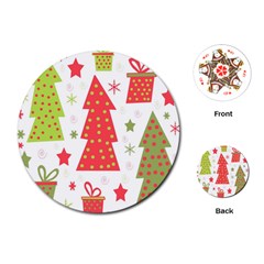 Christmas Design - Green And Red Playing Cards (round)  by Valentinaart