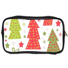 Christmas Design - Green And Red Toiletries Bags by Valentinaart