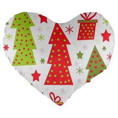 Christmas Design - Green And Red Large 19  Premium Heart Shape Cushions by Valentinaart