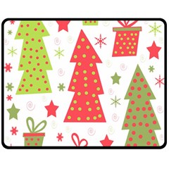 Christmas Design - Green And Red Double Sided Fleece Blanket (medium)  by Valentinaart