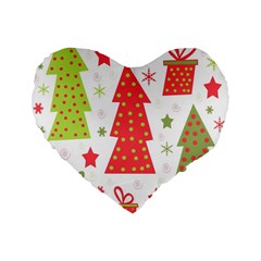 Christmas Design - Green And Red Standard 16  Premium Flano Heart Shape Cushions by Valentinaart