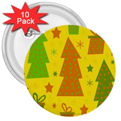 Christmas design - yellow 3  Buttons (10 pack) 