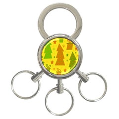 Christmas design - yellow 3-Ring Key Chains