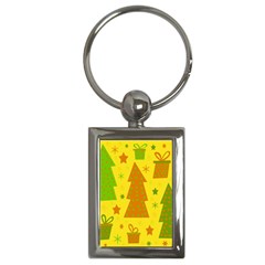 Christmas Design - Yellow Key Chains (rectangle)  by Valentinaart