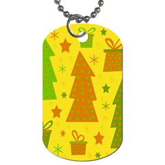 Christmas Design - Yellow Dog Tag (two Sides) by Valentinaart