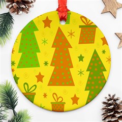 Christmas design - yellow Round Ornament (Two Sides) 