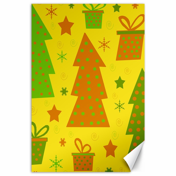 Christmas design - yellow Canvas 24  x 36 