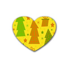 Christmas Design - Yellow Rubber Coaster (heart) 