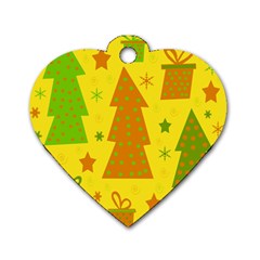 Christmas design - yellow Dog Tag Heart (Two Sides)