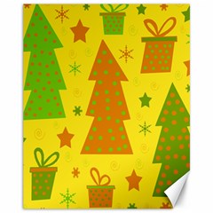 Christmas Design - Yellow Canvas 11  X 14   by Valentinaart