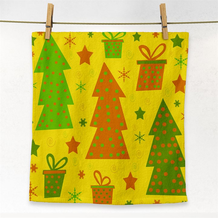 Christmas design - yellow Face Towel