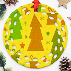 Christmas design - yellow Ornament (Round Filigree) 