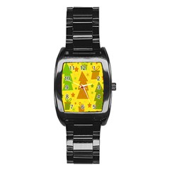 Christmas design - yellow Stainless Steel Barrel Watch