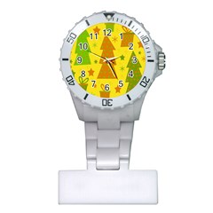 Christmas Design - Yellow Plastic Nurses Watch by Valentinaart