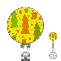 Christmas Design - Yellow Stainless Steel Nurses Watch by Valentinaart