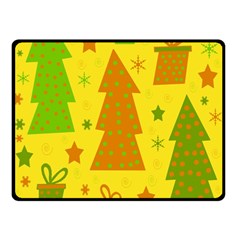 Christmas Design - Yellow Double Sided Fleece Blanket (small)  by Valentinaart