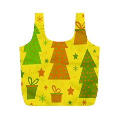 Christmas design - yellow Full Print Recycle Bags (M) 