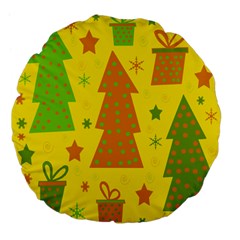 Christmas design - yellow Large 18  Premium Flano Round Cushions