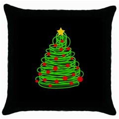 Christmas Tree Throw Pillow Case (black) by Valentinaart