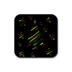 Abstract Christmas tree Rubber Coaster (Square) 