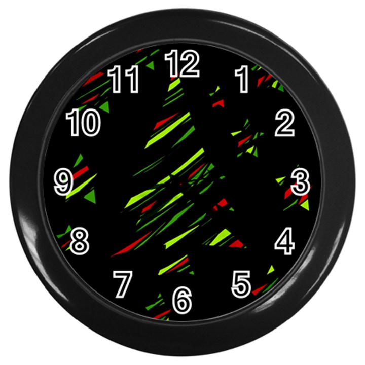 Abstract Christmas tree Wall Clocks (Black)