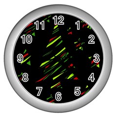 Abstract Christmas tree Wall Clocks (Silver) 