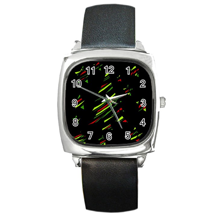 Abstract Christmas tree Square Metal Watch