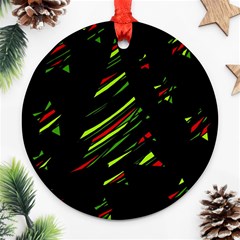 Abstract Christmas Tree Round Ornament (two Sides)  by Valentinaart