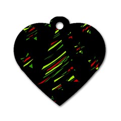 Abstract Christmas tree Dog Tag Heart (One Side)