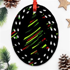 Abstract Christmas tree Oval Filigree Ornament (2-Side) 