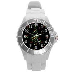 Abstract Christmas tree Round Plastic Sport Watch (L)