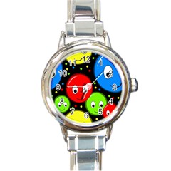 Smiley Faces Pattern Round Italian Charm Watch by Valentinaart