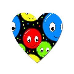 Smiley Faces Pattern Heart Magnet by Valentinaart