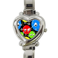 Smiley Faces Pattern Heart Italian Charm Watch by Valentinaart