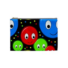 Smiley Faces Pattern Cosmetic Bag (medium)  by Valentinaart