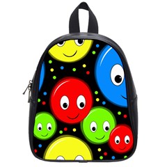 Smiley Faces Pattern School Bags (small)  by Valentinaart