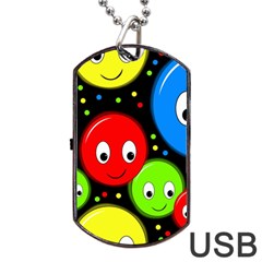 Smiley Faces Pattern Dog Tag Usb Flash (two Sides) 